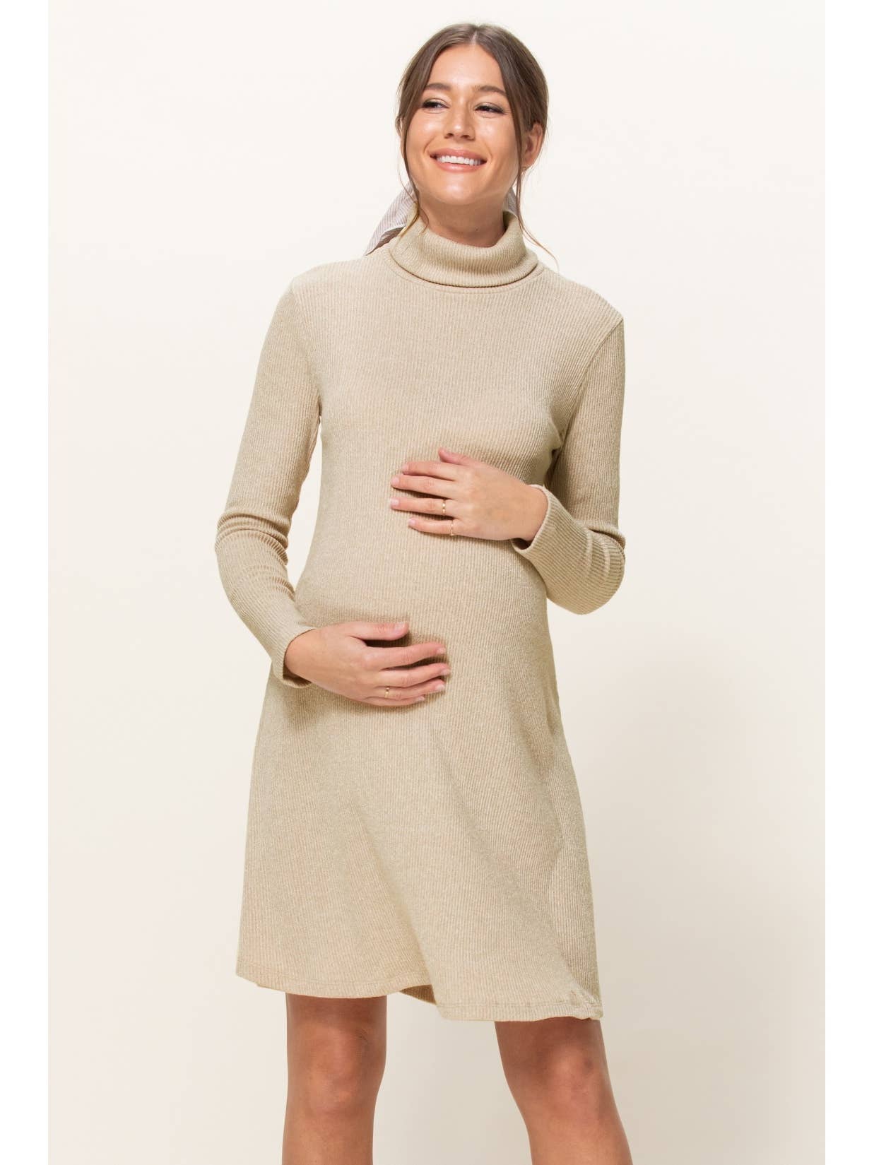 Mock Turtleneck Maternity Shift Dress