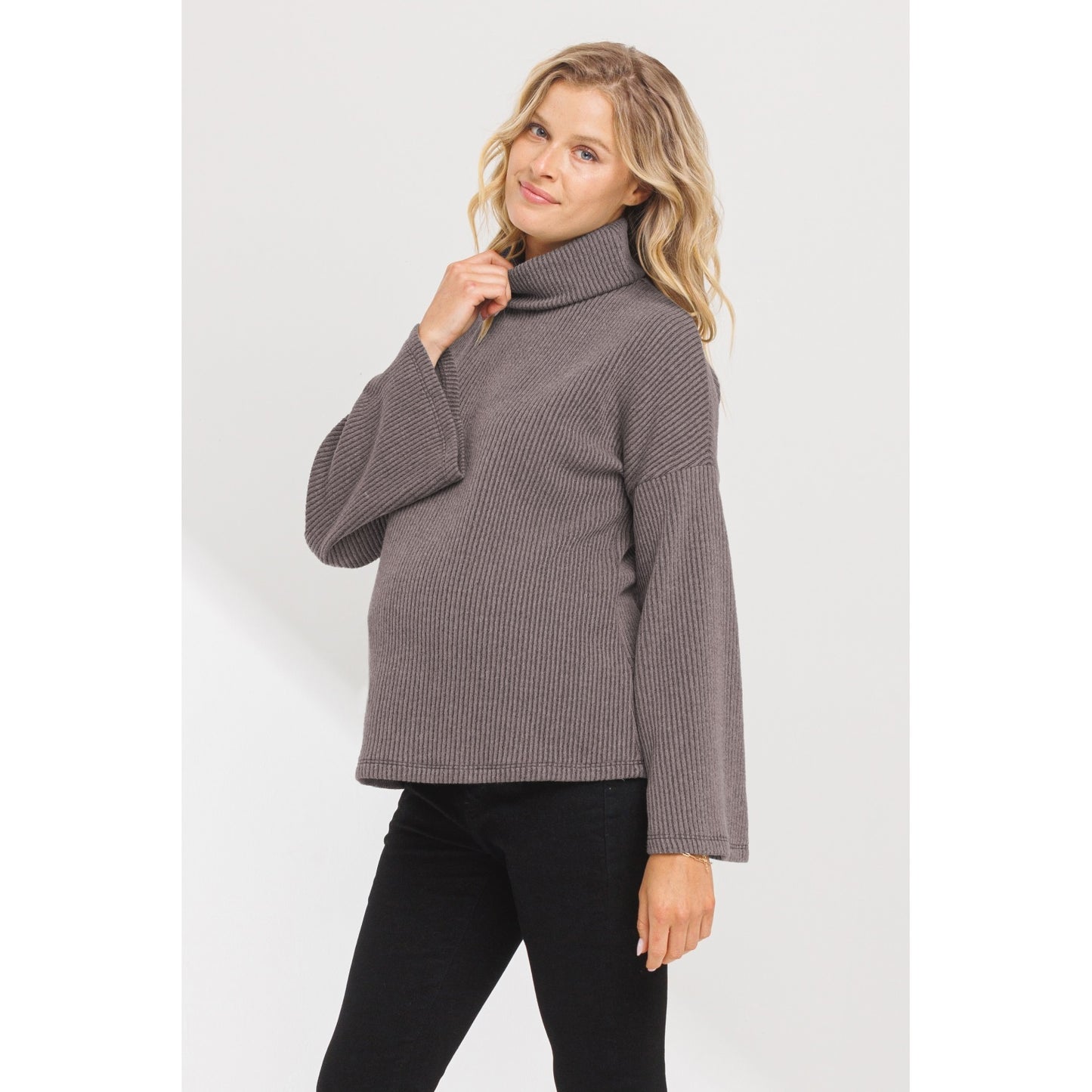 Turtle Neck Knit Sweater Maternity Top     +colors