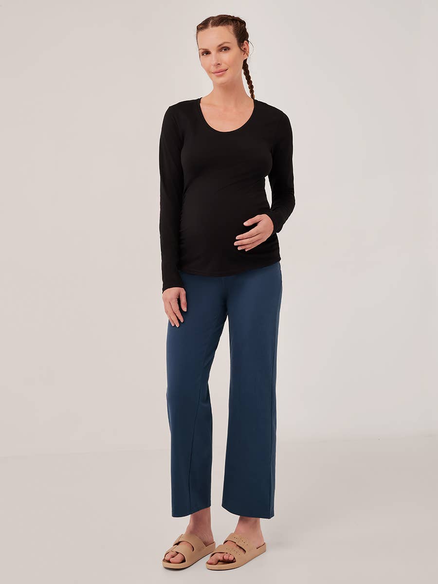 Women’s Maternity Ruched Long Sleeve Tee | Black