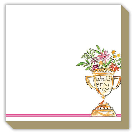 World's Best Mom Loving Cup Full of Flowers Luxe Notepad