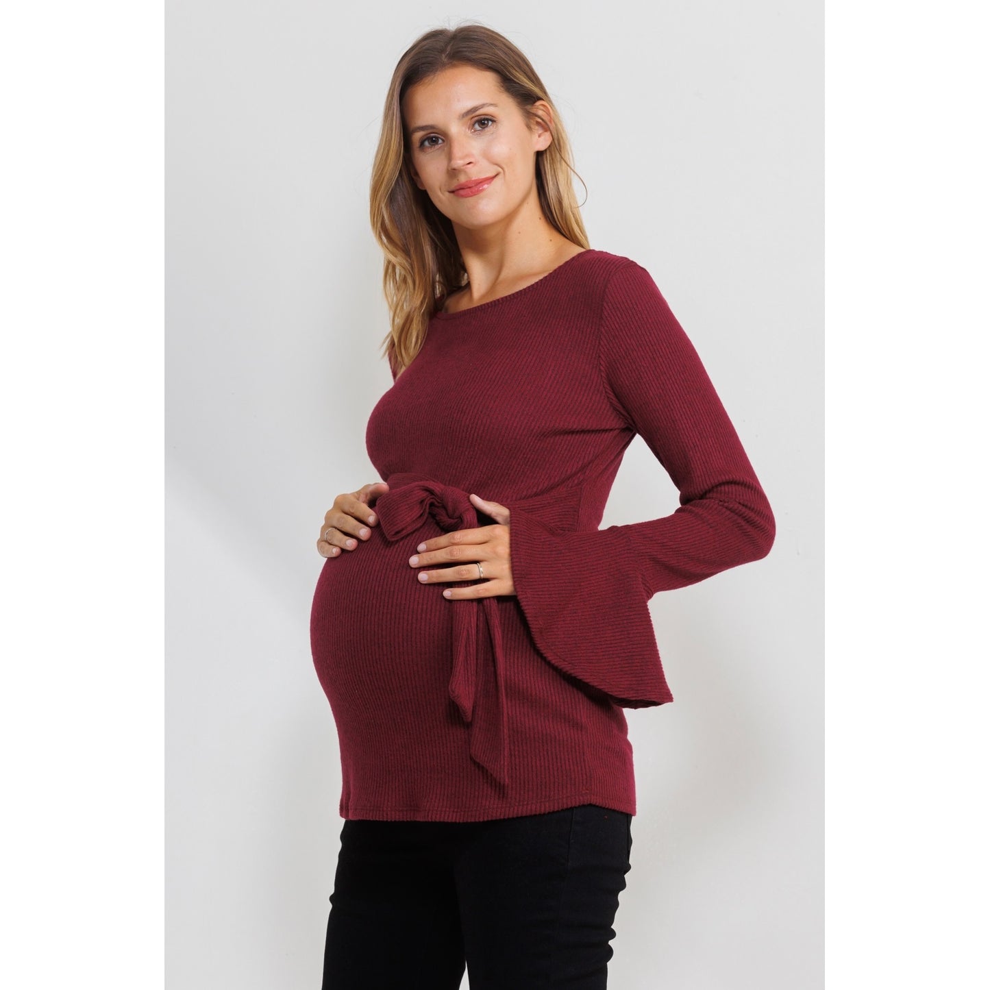 Maternity Shirt with Bell Sleeves| Burgundy