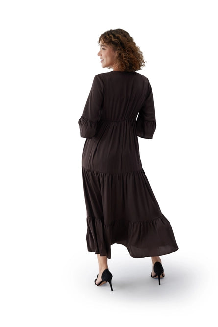 Women's Maternity Long Sleeve Flutter Dress