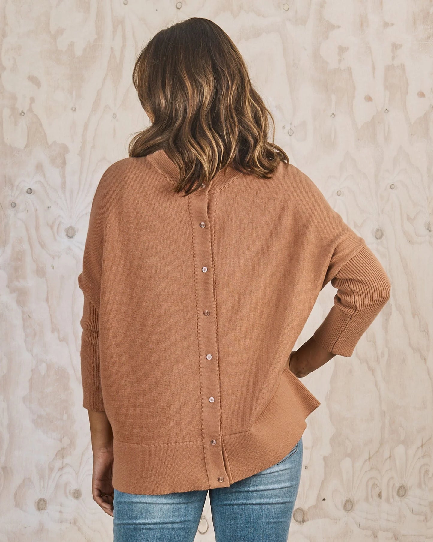 All in One Maternity Reversible Knit Jumper in Apricot