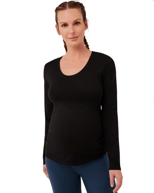 Women’s Maternity Ruched Long Sleeve Tee | Black