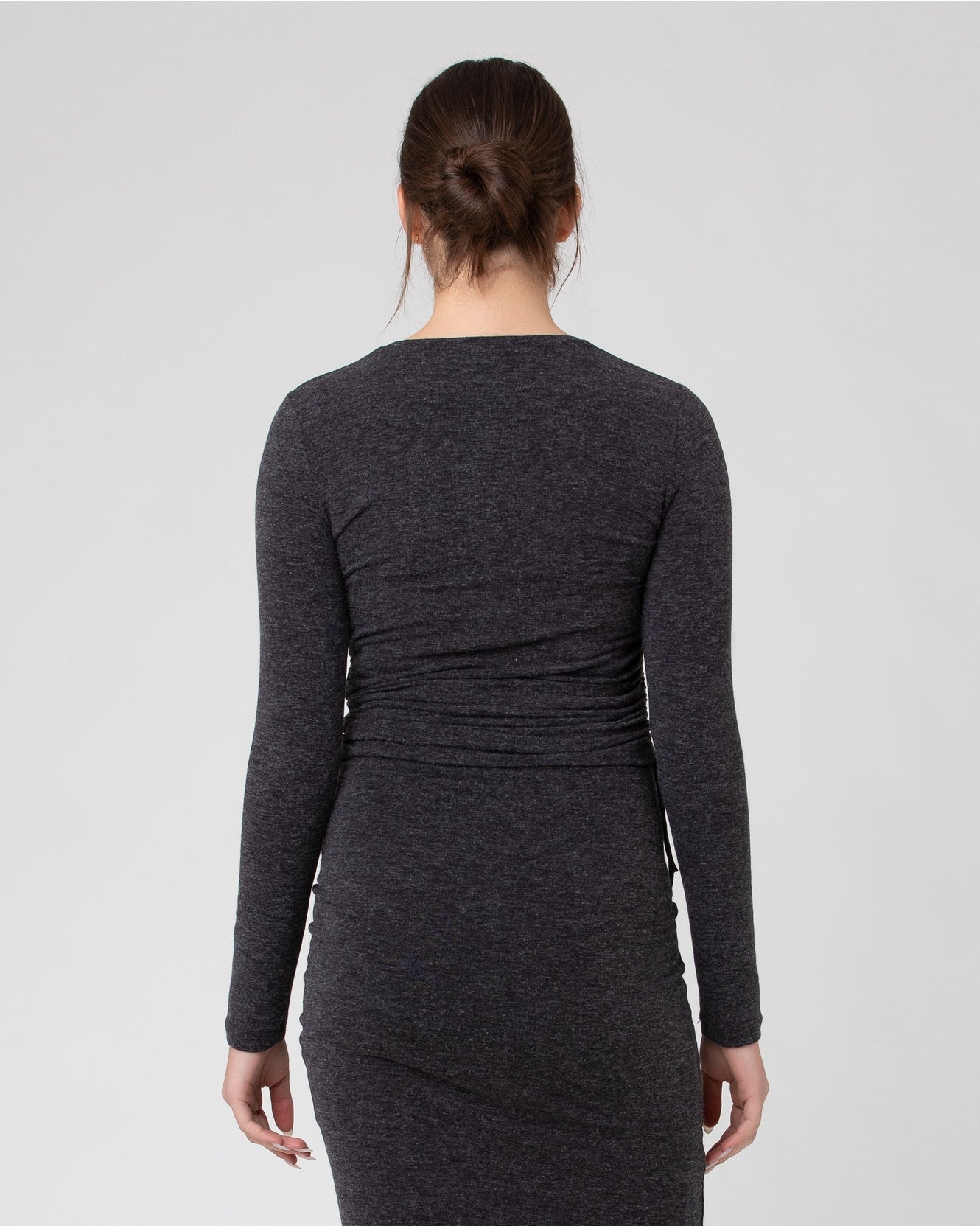 Ruched Long Sleeve Top - Charcoal