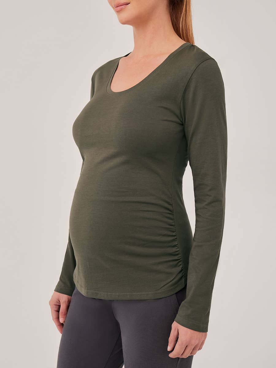 Women’s Maternity Ruched Long Sleeve Tee | Grape Leaf